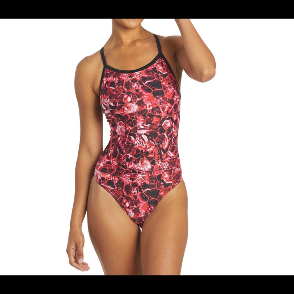 Red sporty Thin Strap One Piece